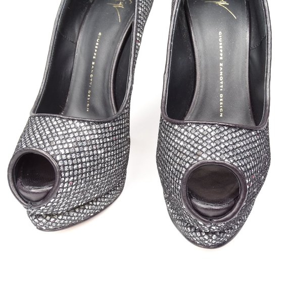 GIUSEPPE ZANOTTI Sharon 105 Glitter Peep Toe Pumps - Picture 12 of 15